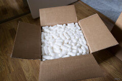 with packing peanuts